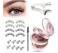 Magnetic Eyelashes Set of 3 - Natural Magnetic Lashes in 3 Designs, Including Applicator & Brush, Reusable Artificial Eyelashes for Women Makeup & Gift Idea (Magnetic Eyelashes A2)