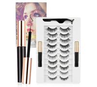 Magnetic Eyelashes Set with 10 Pairs and 2 Tubes of Magnetic Eyeliner,Natural Reusable Waterproof Long-Lasting,Lightweight & Comfortable Magnetic False Eyelashes,Easy-to-Apply Lashes for Every Occasio