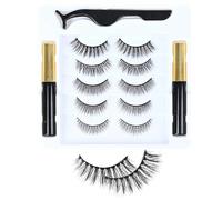Magnetic Eyelashes Set with Eyeliner - 7 Pairs 3D Lashes, 2 Black Magnetic Liners, Reusable, Waterproof, Easy Application for Natural Look, 1PCS