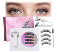 Magnetic Eyelashes with Applicator,False Eyelashes Magnetic 2 Pairs No Glue Needed Fake Lashes Waterproof Cat Eye Best Magnetic Lashes Natural Look with Eyelash Brush Easy to Wear Remove for Beginners