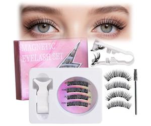 Magnetic Eyelashes with Applicator,False Eyelashes Magnetic 2 Pairs No Glue Needed Fake Lashes Waterproof Cat Eye Best Magnetic Lashes Natural Look with Eyelash Brush Easy to Wear Remove for Beginners