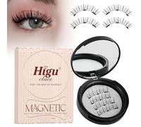 Magnetic-Eyelashes with Applicator, Higu clace Magnetic-Lashes No Glue or Eyeliner Needed, 1 Pair Reusable Eye Lash Kit Natural Look, False Eyelash Easy to Wear and Remove(BLACK A)