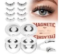 Magnetic-Eyelashes with Applicator, Higu clace Magnetic-Lashes No Glue or Eyeliner Needed, 1 Pair Reusable Eye Lash Kit Natural Look, False Eyelash Easy to Wear and Remove(4PAIRS-KIT-A2)