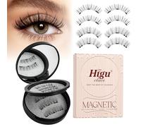 Magnetic-Eyelashes with Applicator, Higu clace Magnetic-Lashes No Glue or Eyeliner Needed, 8 Pair Reusable Eye Lash Kit Natural Look, False Eyelash Easy to Wear and Remove(BLACK AB)