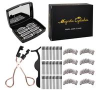 Magnetic Eyelashes with Applicator, Magnetic False Eyelashes with a Lash Applicator Tool & 50 PCS Spoolie Brush, 2 Pairs Reusable Fake Lashes Kit, Magnetic Eyelash Natural Look No Glue Needed