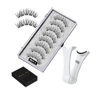 Magnetic Eyelashes with Applicator, Reusable Dual Magnetic Lashes Kit without Eyeliner Magnetic Eyelashes Natural Look Wispy False Eyelashes No Glue or Liner Needed, Easy to Wear