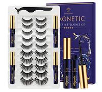 Magnetic Eyelashes with Eyeliner Kit - SevenCrown Magnetic Eyelashes with Upgraded 4 Tubes Magnetic Liner, Waterproof, Natural Looking, Durable - 10 Pairs Reusable False Eyelashes, Easy to Apply.