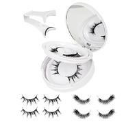 Magnetic Eyelashes with Natural Look, Double Deck 2pcs Reusable Giani Eye Lashes Natural Look with Eyelash Curler, Waterproof Magnetic-Eyelashes with Eyeliner No Glue, Easy to Wear and Remove