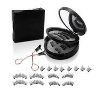 Magnetic Eyelashes without Eyeliner - Reusable Dual Magnetic lashes with 16 Pair, Looking Natural No Glue 3D False Eyelashes Kit with Applicator, Reusable & Waterproof False Eyelashes