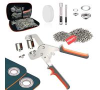 Magnetic Eyelet Punch Kit (10MM+6MM) Includes A Tool Bag, 2 Sets Replaceable Punching Head with 400pcs Waterproof Coating Grommets, Suits for Punching Hole of Tarp, Fabric, Leather, etc