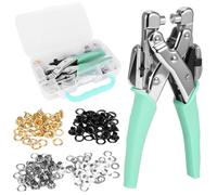 Magnetic Eyelet Punch Kit 3/16 & 1/8 Inch Grommet & Eyelet Pliers Tool Set Leather Hole Puncher Grommet Tool with 200 Pcs Metal Grommets & Case for Leather Bags for Clothes, Belts