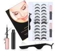 Magnetic False Eyelashes - 12 Pairs Reusable Thick Faux Mink 3D Curly Lashes Kit for Natural Look