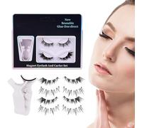 Magnetic False Eyelashes,2 Pairs Glue-Free Natural Clusters - Magnetic Eyelashes with Applicator,for Women Girl Beginners Beauty Volume Travel Business Trip Home
