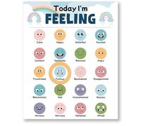 Magnetic Feeling Poster Chart Daily Mood Tracker Boho Style Feelings Chart with Magnetic Frame Piece Today I'm Feeling Magnet Poster for Self Reflection Concern School Classroom Home Office Supply