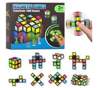Magnetic Fidget Toy for Kids, Teens, Adults, 12P Fidget Spinner Blocks Toys | Glow in the Dark Magnetic Blocks, DIY Spin Top Hand, Creative Fingertip Magnet Toys Gifts for ADHD Autism, STEM Sensory Toy