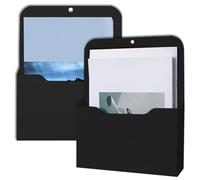 Magnetic File Holder, 2 pieces Magnetic paper Holder Document Holder, File Cabinets and Fridge, Office Supplies Storage A4 Papers Letter Holder, Magnet, Organiser, for Whiteboards, Fridge, Black