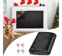 Magnetic Fireplace Draft Cover, Fireplace Blocker Blanket for Heat Loss, Indoor Fire Place Draft Stopper with 12 Magnets for Iron Frame Black 42" W x 32" H
