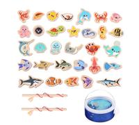 Magnetic Fishing Game for Kids | Wooden Educational Magnet Game with String | Learning Toy for Toddlers Boys Girls Age 2 3 4 5 | Ocean Animal Catch & Count Play Set