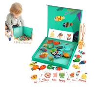 Magnetic Fishing Toy - Spelling Toys Alphabet Games - Fine Motor Toys, Educational Toys Wooden Word Game, Magnet Fishing Toy for Boys Girls Ages over 3