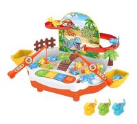 Magnetic Fishing Toy with Track,Multifunctional Fishing Game with Music,Fishing Water Playset,Dinosaurs Roller Coaster Toy Set for Boys & Girls
