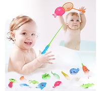 Magnetic Fishing Toys Game,Set for Kids for Bath Time Pool Party with Pole Rod Net,Plastic Floating Fish,Bath Toys for Toddler Education Teaching and Christmas Birthday Gifts
