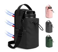 Magnetic Fitness water Bottle Bag, Safety Lockable Zipper Buckle, Convenient For Travel And Adjustable Belt, Large-Capacity Fitness Water Cup Sleeve, Portable Crossbody Bag, Black, 9.7 x 4.4 x 5.8
