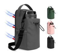 Magnetic Fitness water Bottle Bag, Safety Lockable Zipper Buckle, Convenient For Travel And Adjustable Belt, Large-Capacity Fitness Water Cup Sleeve, Portable Crossbody Bag, Dark grey, 9.7 x 4.4 x 5.8