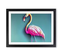 Magnetic Flamingo H1022 Framed Print for Living Room Bedroom Home Office Décor, Wall Art Picture Ready to Hang, Black A2 Frame (64 x 46 cm)