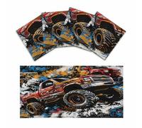 Magnetic Fluorescent Light Covers Monster-Truckx4 | Ceiling Lights Cvoer Fabric Light Filter 2x4 Ft Drop Ceiling Light Panels, Soft Light Diffuser Classroom Office Home Decor