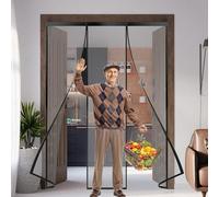 Magnetic Fly Heavy Duty Door Screens, 250x200cm Anti Mosquito Mesh Fly Curtains with Powerful Magnets Full Frame Magic Tape, Keep Bugs Out Lets Fresh Air in for Patio Balcony Bedroom Black