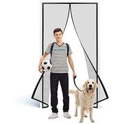 Magnetic Fly Insect Screen Door, 100 x 190 cm Fly Screen Curtain Magic Paste Curtains Super Quiet Stripes Encryption for Anti Mosquito or Anti Pest Magnetic Soft Door Black