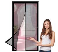 Magnetic Fly Insect Screen Door 101 x 243 cm with Magnets, Magic Tapes, Polyester Magnetic Fly Screens No Drill Installation, Keep Bugs Out Pet and Kid Friendly, Black
