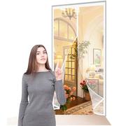 Magnetic Fly Insect Screen Door 124 x 248 cm Frame Hook & Loop, Powerful Magnets Magnetic Door Curtain Heavy Duty, Lets Fresh Air for Keeping Out Flies, White