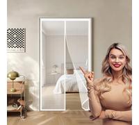 Magnetic Fly Insect Screen Door 135 x 193 cm Powerful Magnets, Self-Sealing, Polyester Screen Mesh Curtain Lets Fresh Air, Easy to Install Pet and Kid Friendly, White