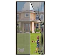 Magnetic Fly Insect Screen Door 145 x 210 cm Heavy Duty Bug Mesh Curtain and Full Frame Magic Tape, Mesh Fly Curtain Keep Fresh Air in & Bugs Out - Black