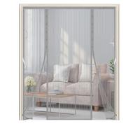 Magnetic Fly Insect Screen Door 160x200cm,Double Door Fly Screen for Sliding Doors, Easy Install No Drilling, Self-Closing Insect Net, Pet-Friendly, Breathable Mesh,Grey