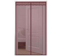 Magnetic Fly Insect Screen Door,165x210cm Heavy Duty Bug Mesh Curtain Top-to-Bottom Seal Snaps Shuts Automatically & Full Frame Adhesive Tape Easy to Install,Keep Bugs Out & Let Fresh Air in,Brown-a