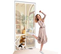 Magnetic Fly Insect Screen Door 80 x 160 cm Powerful Magnets, Self-Sealing, Polyester Magnetic Fly Screens No Drill Installation, Keep Bugs Out for Patio Doors Bedroom, White