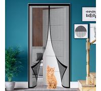 Magnetic Fly Insect Screen Door 82 x 195 cm Heavy Duty Bug Mesh Curtain Install Without Drilling Full Frame Magic Tape for Single Or Double Door Customize Size, Black