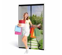 Magnetic Fly Insect Screen Door, Black Anti Mosquito Mesh Fly Curtain with Powerful Magnets, Insect Protection Door No Gap, Heavy Duty Bugs Door Screen, Keep Bugs Out Lets Fresh Air in,150x205cm