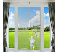 Magnetic Fly Insect Screen Door Mesh Curtain 150x240cm Grey Insect Screen Door Screen Mesh Curtain with Magnets & Full Frame Magic Tape Easy to Install for Patio Balcony Garage Cellar