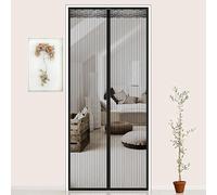 Magnetic Fly Insect Screen Door, Mesh Curtain Anti Mosquito Fly Curtain Door Screens Nets, Bug Mesh Curtain with Magic Tape, Top-to-Bottom Seal Snaps Shuts Automatically, Black