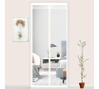 Magnetic Fly Insect Screen Door, Mesh Curtain Anti Mosquito Fly Curtain Door Screens Nets, Bug Mesh Curtain with Magic Tape, Top-to-Bottom Seal Snaps Shuts Automatically, White