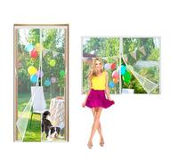Magnetic Fly Insect Screen Window, 100x115cm net Magnetic Top to Bottom Seal Snaps Shuts Automatically, for Anti Mosquito or Anti Pest Soft Door White
