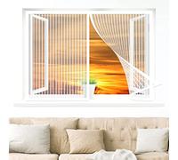 Magnetic Fly Insect Screen Window, 105 x 95 cm Mesh Fly Mosquito Curtain, Easy to Install Fits Any Size Insect Mesh Mosquito Net for Window, White