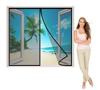 Magnetic Fly Insect Screen Window, 180x135 cm Heavy Duty Mesh Curtain Easy Install for Keep Bugs Fly Out, Black P