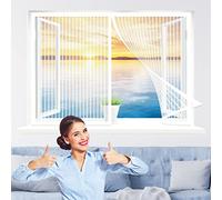 Magnetic Fly Insect Screen Window, 55 x 95 cm Magnetic Flyscreen Net, Keep Insects Out Fits Any Size Insect Mesh Mosquito Net for Window, White