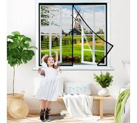 Magnetic Fly Insect Screen Window 85x185cm Black Door Screen for Keeping Out Flies Mesh Curtain with Tie Back