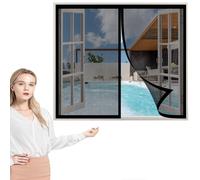 Magnetic Fly Insect Screen Window 90 x 100 cm(35 x 39inch), Heavy Duty Bugs Door Screen, Easy to Install for French Doors/Sliding Glass Doors/Patio Doors, Black