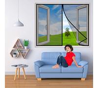 Magnetic Fly Insect Screen Window, 90x200 cm Heavy Duty Mesh Curtain Walk Through Screen Window Fits Window Size up to- Black H